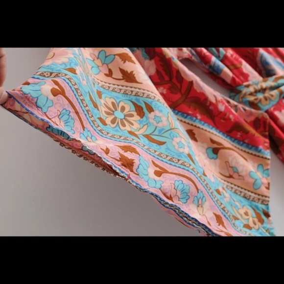 SOLD OUT Bohemian Red Floral Gypsy Kimono Long Maxi Dress - Picture 15 of 16